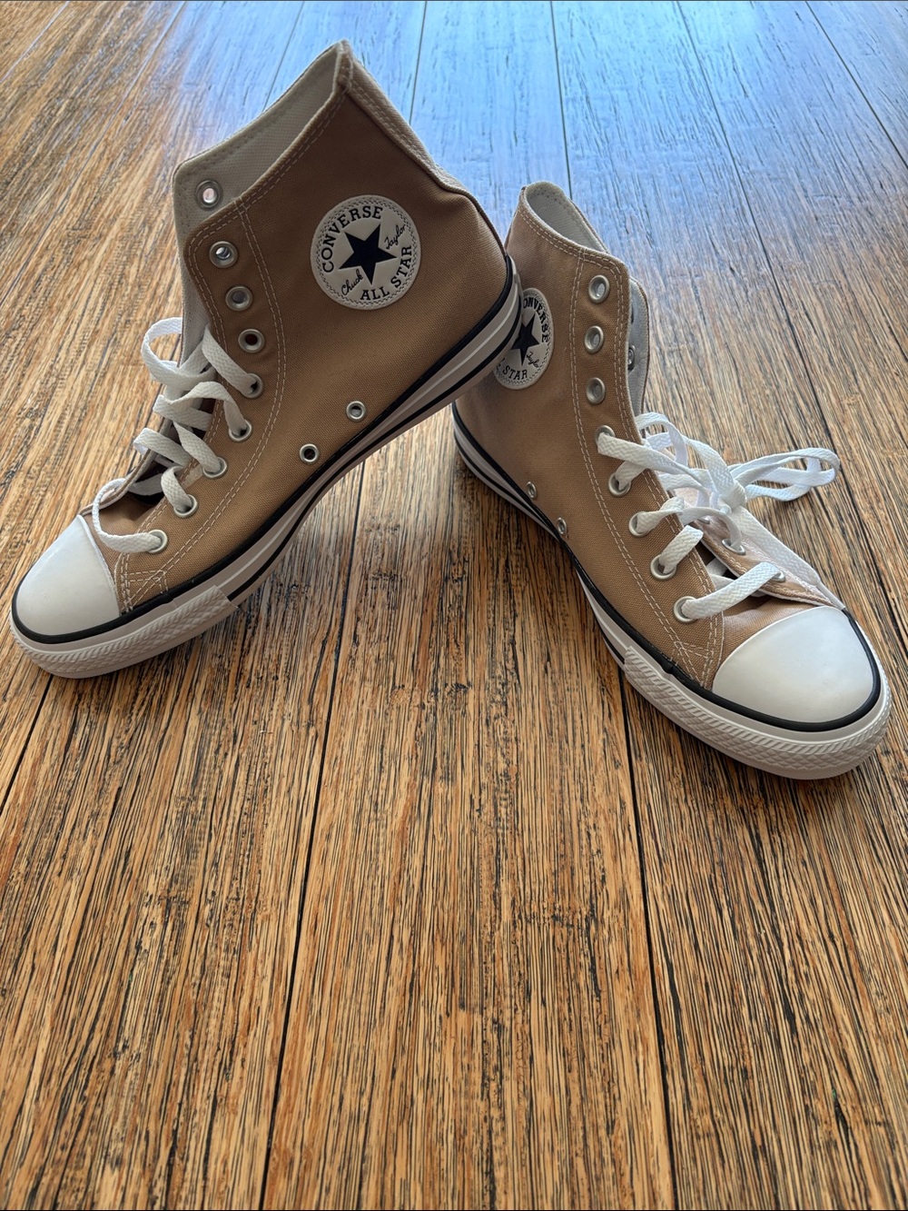 Converse High Top Sneakers in Light Brown with White Accents Brand New